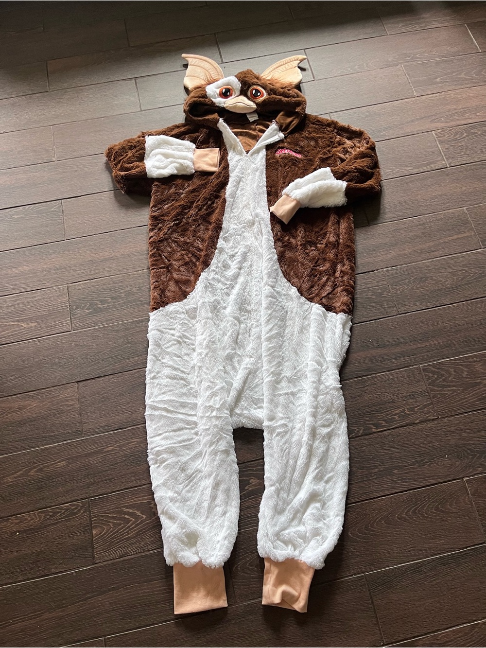 Gremlins Gizmo Plush Hooded Jumpsuit Costume Brown White  pijama one size